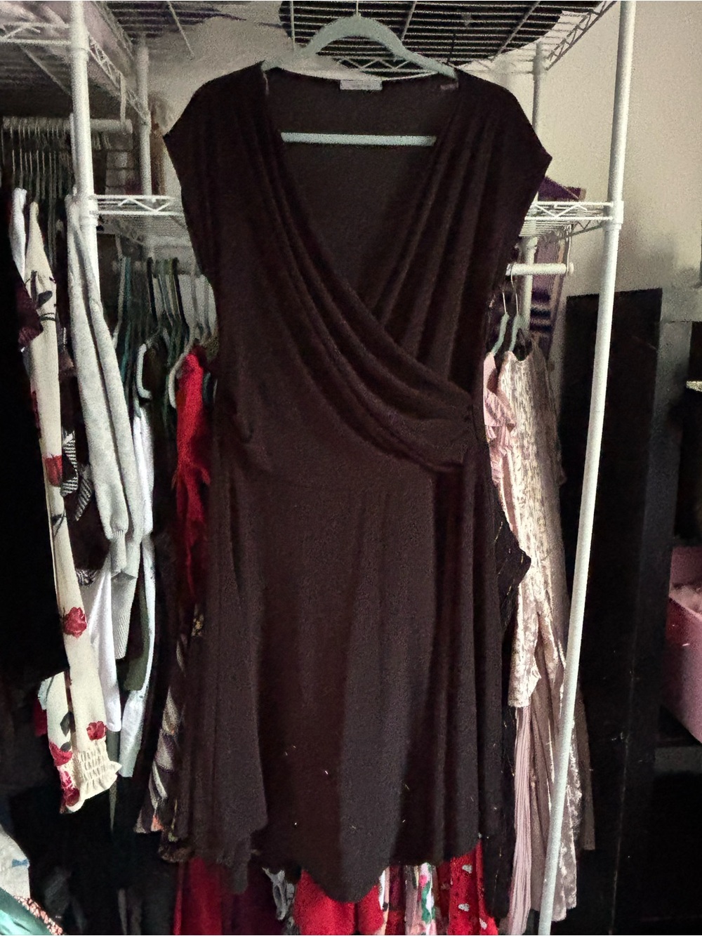 maitai black Faux-Wrap Midi Dress